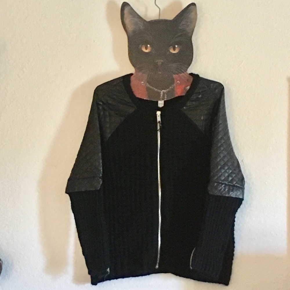 Pull&Bear Solid Black Sweater Jacket - image 2